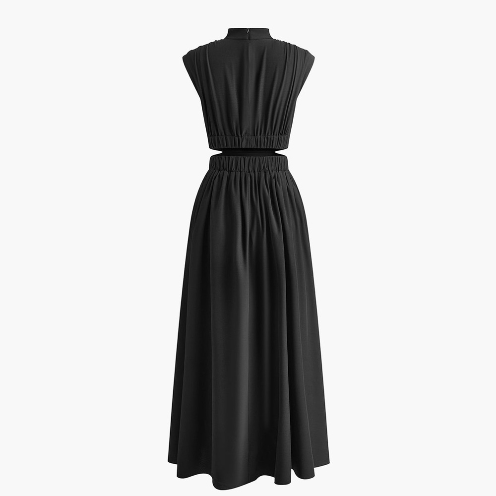 Commense Mock Neck Cut Out Long Dress - Picture 7 of 16